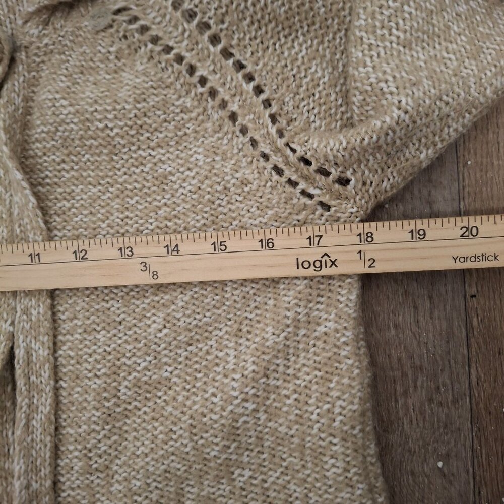 Laura Ashley Womens Open Front Beige Cardigan Sweater With Button Detail  US6 - Picture 6 of 7